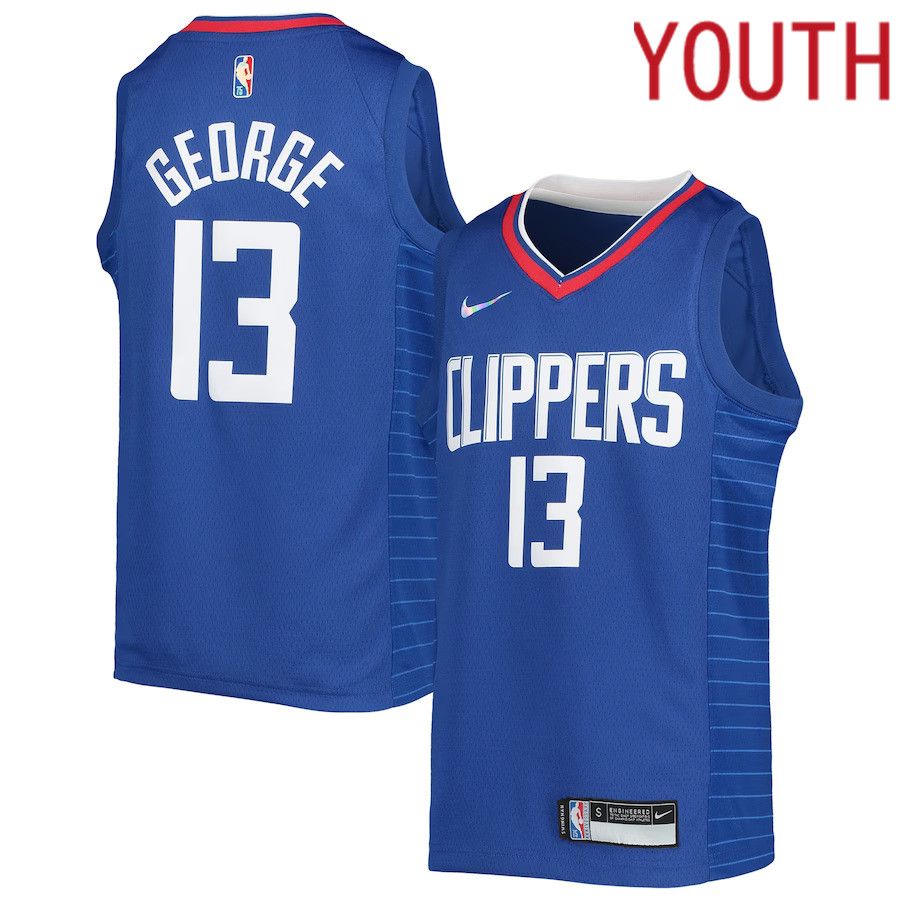 Youth Los Angeles Clippers 13 Paul George Nike Royal Diamond Swingman NBA Jersey